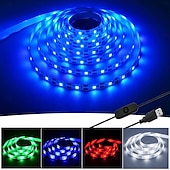 olcso USB szalag világítás-usb led szalag lámpák usb kapcsoló vezérléssel usb tv háttérvilágítás sáv többszínű 5050 smd 60 led / méter meleg fehér piros kék