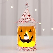 economico Illuminazione di Props di Halloween-lanterna di zucca di Halloween candela elettronica luce jack o lanterna luce zucca lampada notturna lampada a vento modello smorfia atmosfera festa di Halloween decorazione 1/3/5 pezzi