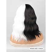 economico Parrucche da festa-Parrucca Sintetica Ricci Bouncy con Frangia 14 pollici Nera/Oro Parrucca Sintetica per Donne Parrucche Multi-Colore di Halloween