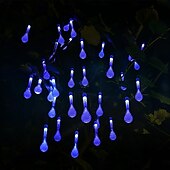 economico Luci di Halloween-6.5m 30leds luci della stringa solare goccia d&#039;acqua luci esterne impermeabili stringa di fata 8 modalità di illuminazione vacanza matrimonio giardino prato natale halloween decorazione del patio