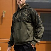 billiga bashuvtröjor för män-Herr Huvtröja Svart Armégrön Huva Färgblock Kamuflasje Lappverk Ficka Sport &amp; Utomhus Dagligen Helgdag Streetwear Grundläggande Ledigt Vår &amp; Höst Kläder Pull Tröjor
