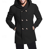 abordables Gabardina para hombre-Hombre Peacoat Gabardina Vacaciones Diario Otoño invierno Elastán Suave Ropa de calle Ropa Moda Clásico Plano Bolsillo Con Capucha Botonadura Doble