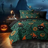 economico Set copripiumino-set copripiumino collezione halloween set 3 pezzi jack o lantern zucca super morbido delicato sulla pelle di lunga durata