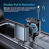 preiswerte Auto Ladegerät-einziehbarer Autoladeadapter mit Typ-C-Kabel Lightning 2 USB-Anschlüsse Autoadapter mit Spannungsanzeige PD 45 W