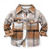 voordelige T-shirts &amp; Overhemden-Jongens 3D Ruitjes Overhemden Lange mouw Lente Herfst Modieus Basic Kinderen 4-12 jaar Revers Buiten Casual Dagelijks Normale pasvorm