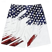 preiswerte Unabhängigkeitstag Hosen-Herren Fahne Amerikanische Flagge Nationalflagge Badeshorts Boardshorts Badeshorts Shorts Kurze Hosen Mittlere Taillenlinie Modisch Strassenmode Hawaiianisch Casual Täglich Festtage Tasche Kordelzug