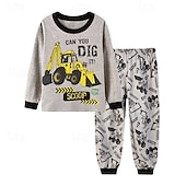 billiga Kläder för pojkar-Pojkar 3D Grafisk T-shirtset T-shirt &amp; Legging Långärmad Vår Höst Dagligen Ledigt Komfort Barn 4-12 år Rund hals Semester Skräddarsydd passform