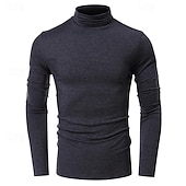 お買い得  ベーシックTシャツ-男性用 Tシャツ タートルネックシャツ 長袖シャツ 長袖 ロールカラー 春 &amp; 秋 平織り ファッション デザイナー カジュアル ストリート スポーツ 祝日 グリーン メンズトップTシャツ