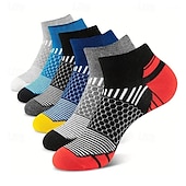 billiga herrstrumpor-Herr 6 par Multipack Socka Löparstrumpor Vardagliga strumpor Svart Vit Färg Geometrisk Sport &amp; Utomhus Dagligen Semester Grundläggande Medium Vår Höst Mode Ledigt