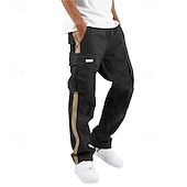 cheap Cargo Pants-Men&#039;s Cargo Pants Cargo Trousers Drawstring Elastic Waist Multi Pocket Stripe Wearable Outdoor Daily Camping &amp; Hiking Fashion Classic Black White