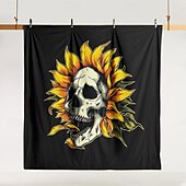 baratos Quarto de Halloween-Conjunto de capa de edredom com caveira floral de Halloween – inclui capa de edredom e fronhas – design assustador e festivo – tecido macio e confortável – perfeito para decoração de casa de Halloween