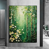 preiswerte Blumen-/Botanische Gemälde-handgemachtes Original Ölgemälde „Grüner Wald“ auf Leinwand, abstrakter Baum, Landschaftsgestaltung, Wanddekoration, Wohnzimmer, Wohndekor mit Keilrahmen/ohne Innenrahmen