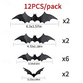 abordables Décorations d&#039;Halloween-Autocollant chauve-souris en pvc, 12 paquets, autocollant mural 3d en forme d&#039;araignée, décoration de fête d&#039;halloween, disposition d&#039;atmosphère de festival fantôme