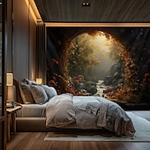 billiga landskap gobeläng-höst landskap grotta hängande gobeläng väggkonst stor gobeläng väggmålning dekor fotografi bakgrund filt gardin hem sovrum vardagsrum dekoration