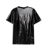 お買い得  ベーシックTシャツ-男性用 シャツ Tシャツ 半袖 Ｖネック 夏 平織り 誇張された デザイナー 大きくて背が高い ウェディングパーティー カクテルの服装 シルバー ブラック ゴールド メンズトップTシャツ