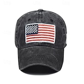 お買い得  メンズ ベースボールキャップ-男性用 ベースボールキャップ 日よけ帽 トラッカーハット ブラック イエロー コットン 刺繍 ファッション カジュアル ストリート 日常 アメリカの米国旗 調整可能 サンスクリーン 高通気性