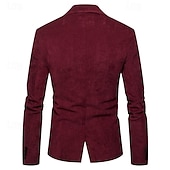 abordables Blazers Clásicos para Hombres-Hombre chaqueta Negocio Fiesta de Cóctel Fiesta de Boda Moda Casual Primavera &amp; Otoño Pana Plano Botón Bolsillo Cómodo Botonadura Simple Chaqueta de sport Burdeos Azul Marino Color Caquí