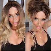 abordables Perruques Synthétiques Sans Bonnet-Perruques blondes sales pour femmes, perruque bouclée longueur épaule avec reflets blonds, perruque synthétique avec partie centrale pour usage quotidien, fête 20 pouces