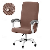 baratos Capa de cadeira-Capa elástica para cadeira de escritório de veludo waffle impermeável com zíper - capa para cadeira de escritório em casa - tecido durável e macio - fácil de instalar e limpar - perfeita para