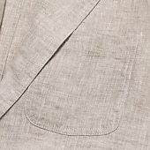 billiga Herrarnas Elite Ytterkläder-Herr Kavajjacka Bröllop Fest Ledigt Elegant Semester Sommar Vår Linne Ensfärgat Enkelknäppt med Två Knapphål Blazer Blå Beige
