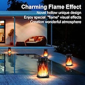 preiswerte Halloween Requisitenbeleuchtung-Solarlaternen für den Außenbereich, wasserdicht, flackernde Flamme, LED-Hängelaternen, dekorative Solarleuchten für den Außenbereich, für Garten, Terrasse, Weg, Hof, Halloween, Innen- und Außendekoration, 1 Stück