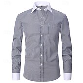 cheap Men&#039;s Non Iron Shirts-Men&#039;s Shirt Dress Shirt Collared Shirt Button Up Shirt Color Block Wedding Party Black Light Purple Dark Blue Light Sky Blue Long Sleeve Lapel Spring &amp;  Fall Clothing Apparel