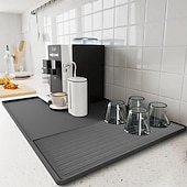 cheap Kitchen Storage-Silicone Coffee Mats Set with Raised Edges - Coffee Bar Mat for Countertop, Coffee Accessories Fit Under Coffee Maker Espresso Machine, Dish Drying Mat, Heat Resistant Kitchen Gadget