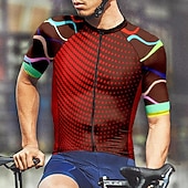 economico Maglie da uomo-Men's Cycling Jersey Color Block Geometic Short Sleeve Bike Tee Tshirt Jersey Top with 3 Rear Pockets Mountain Bike MTB Quick Dry Breathable Sports Red Navy Blue Blue Clothing Apparel