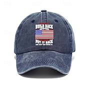 olcso Férfi baseball sapka-Férfi Baseball sapka Szalmakalap Kamionos kalap Fekete Sötétkék 100% pamut Nyomtatott Divat Alkalmi Utca Napi Szöveg Amerikai amerikai zászló Állítható Fényvédő Légáteresztő