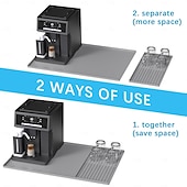 cheap Kitchen Storage-Silicone Coffee Mats Set with Raised Edges - Coffee Bar Mat for Countertop, Coffee Accessories Fit Under Coffee Maker Espresso Machine, Dish Drying Mat, Heat Resistant Kitchen Gadget