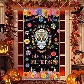 ieftine Coperți de ușă de Halloween-decorațiuni pentru uși de halloween huse de uși de halloween tapiserie pentru uși ziua morții cortina de ușă decorare fundal banner ușă pentru ușa din față fermă rechizite de decor pentru petreceri