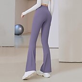 billiga Yoga Leggings &amp; Tights-Dam Yogabyxor Utsvängda byxben Elastiskt midjeband Hög midja Yoga Gymträning Pilates Trikåer Mörkgrå Svart Blå sporter Sportkläder Elastisk Smal