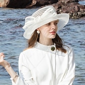 abordables Chapeaux de fête-chapeaux fibre seau chapeau disquette chapeau chapeau de soleil mariage décontracté élégant mariage avec nœud papillon casquette casque chapeaux