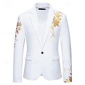 economico Blazer Classici da Uomo-Per uomo Giacca Attività commerciale Ricevimento di matrimonio Senza pantaloni eleganti Di tendenza Informale Primavera &amp; Autunno Poliestere Tessuto uniforme Liscio Stampe Pulsante Casual / quotidiano