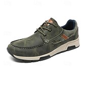 baratos Ténis para Homem-Homens Sapatos casuais masculinos Retro Pele PU Confortável Antiderrapante Com Cadarço Azul Cáqui Cinzento