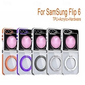 Χαμηλού Κόστους Samsung Θήκη-τηλέφωνο tok Για Samsung Galaxy Z Flip 7 Z Flip 6 Z Flip 5 Πίσω Κάλυμμα με βάση στήριξης Διαφανής Μη κιτρίνισμα TPU Ακρυλικό