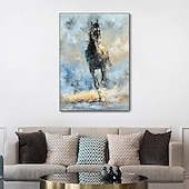 abordables Peintures animaux-peinture à l&#039;huile de cheval en cours d&#039;exécution - couteau à palette moderne peint à la main peinture à l&#039;huile animale abstraite sur toile pour les décorations murales d&#039;illustration de chambre à