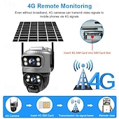 olcso Beltéri IP hálózati kamerák-dupla lencsés 4g kamera napelemes pir emberi érzékelés éjjellátó vízálló biztonsági videó ip camara 8mp 4k akkumulátoros CCTV monitor