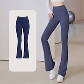 billiga Yoga Leggings &amp; Tights-Dam Yogabyxor Utsvängda byxben Elastiskt midjeband Hög midja Yoga Gymträning Pilates Trikåer Mörkgrå Svart Blå sporter Sportkläder Elastisk Smal