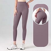 economico Leggings e collant da yoga-Per donna Pantaloni da yoga Leggings da yoga Fascia Elastica Vita Alta Yoga Allenamento in Palestra Pilates Collant Grigio scuro Nero Avorio Gli sport Abbigliamento sportivo Elasticizzato Taglia
