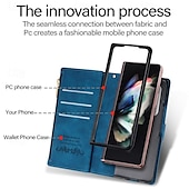Недорогие Чехлы для Samsung-телефон Кейс для Назначение SSamsung Galaxy Z-сгиб 6 Z Fold 5 Z Fold 4 Z Fold 3 Кошелек для карт Магнитный Молния с ремешком на запястье Ретро Геометрический рисунок ПК Кожа PU