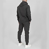 cheap Tracksuits-Men&#039;s Tracksuit Jogging Suit 2 Piece Full Zip Casual Fall Long Sleeve Breathable Soft Fitness Gym Workout Running Sportswear Activewear Color Block Dark Grey Black White