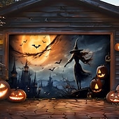 halpa Halloween koristelu-halloween oven koristeet ulkona halloween autotallin oven kansi kurpitsa noita banneri pelottava linna suuri taustakoristeet lomalle ulkoautotallin ovi kodin seinäkoristeet