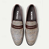 abordables Mocasines de cuero de primera calidad-Hombre Zapatos de taco bajo y Slip-On Mocasines Mocasines clásicos Cuero Piel de vaca italiana de plena flor Tejido de nailon Cómodo Antideslizante Mocasín Café
