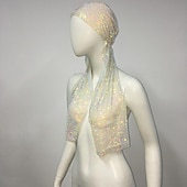 economico Accessori e altro-lussuosa fascia per capelli a maglia larga con strass - fascia elastica per turbante con cristalli e accenti scintillanti - perfetta per le donne in discoteca, rave party