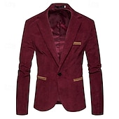 abordables Blazers Clásicos para Hombres-Hombre chaqueta Negocio Fiesta de Cóctel Fiesta de Boda Moda Casual Primavera &amp; Otoño Pana Plano Botón Bolsillo Cómodo Botonadura Simple Chaqueta de sport Burdeos Azul Marino Color Caquí