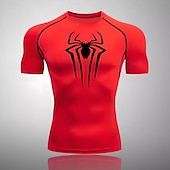 cheap Running Tee &amp; Tank Tops-Men&#039;s Compression Shirt Athletic Shirt Gym Shirt Fitness Shirt Short Sleeve Tee Tshirt Casual Athleisure Breathable Quick Dry Soft Fitness Gym Workout Running Sportswear Activewear Black White Red
