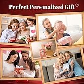 cheap Gifts-Personalized Light Up Photo Frame Wedding Couples Custom Heart Shaped USB Night Light for Wedding Valentines Anniversary Gift for Wife Husband or Lover