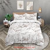baratos Conjuntos de capa de edredão-conjunto de capa de edredão com textura de mármore abstrato - inclui capa de edredão e fronhas - design elegante e moderno - tecido macio e confortável - perfeito para adicionar um toque de luxo à