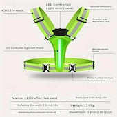 お買い得  キャンプ用ライトとランタン-1個のLED反射ランニングベストライト、高視認性、充電式、調節可能な照明、安全なウォーキング、ランニング、サイクリング、丈夫で快適なデザイン。